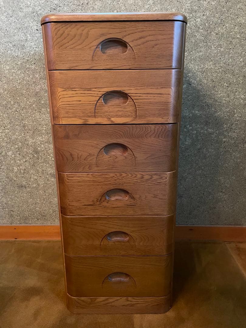 光製作所 チェスト6段 ナラ無垢材 昭和レトロ ヴィンテージ 家具