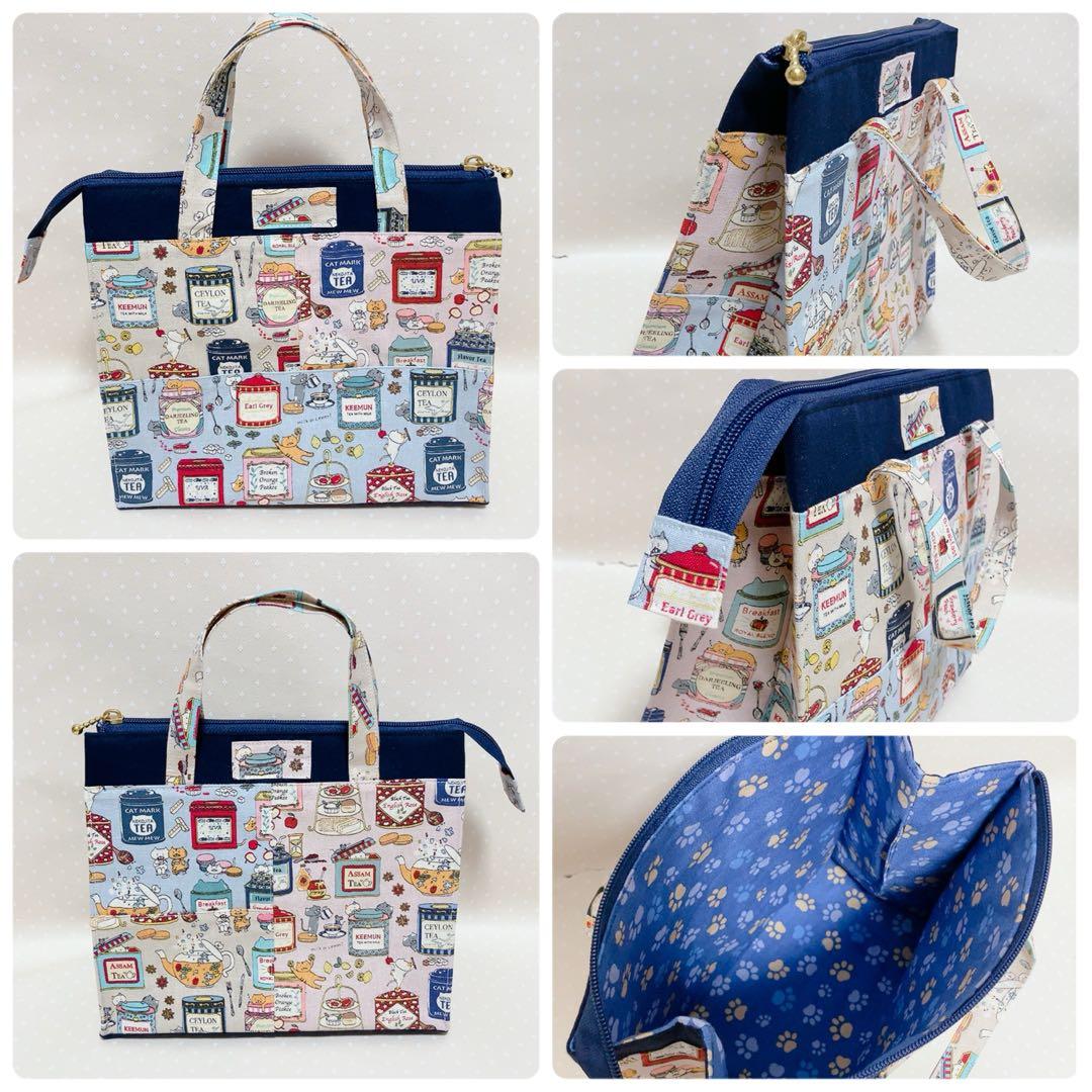 chibinyanco。 テントポーチ エコバッグ ねこ生地パッチワーク