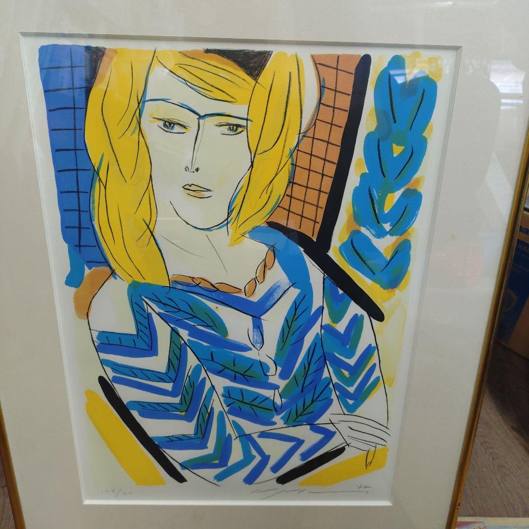 お*な様 「真作」池田満寿夫「ベランダの女」リトグラフ　148/210　直筆サイ