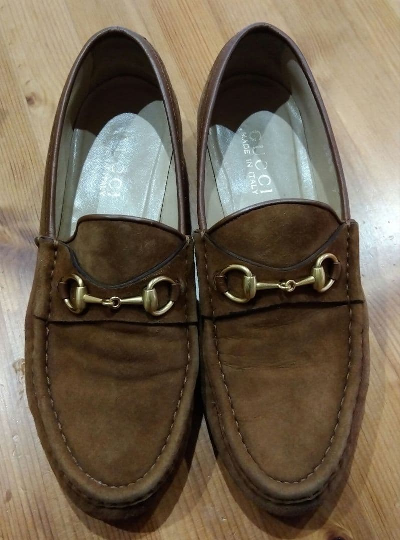 GUCCI グッチ ビットローファー スエード ブラウン レディース37c