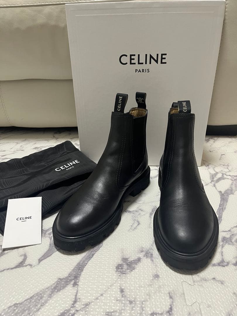 CELINE セリーヌ チェルシー トリオンフ マーガレット ブーツ 黒　39