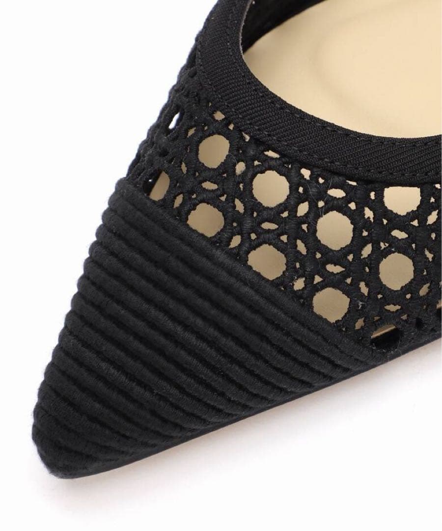 ルタロン　ポインテッドクロシェレーススリングバック　ブラック