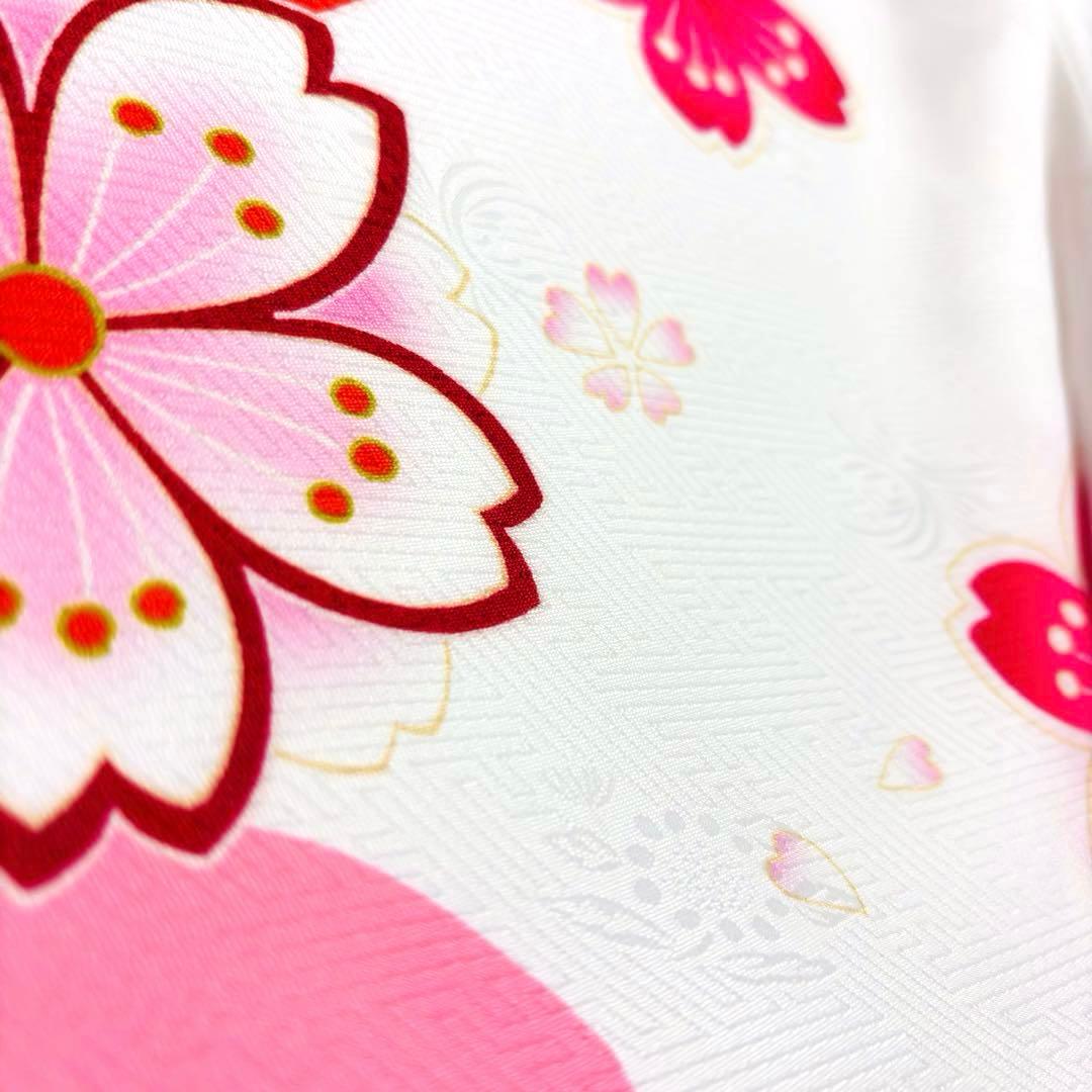 【新品未使用】新柄現代物 お宮参り 産着 合繊 洗える着物 祝着 白 ピンク