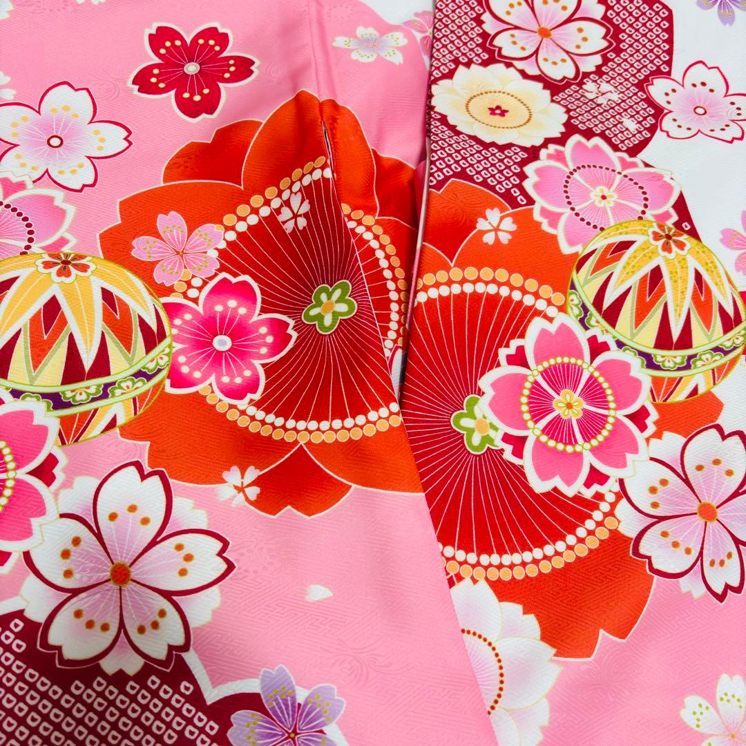 【新品未使用】新柄現代物 お宮参り 産着 合繊 洗える着物 祝着 白 ピンク