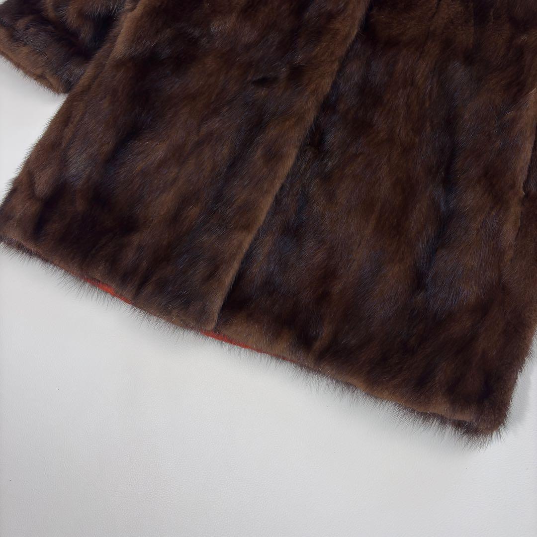 高級 IWASAKI 毛皮コート ファーコート ミンク ロング ダークブラウン