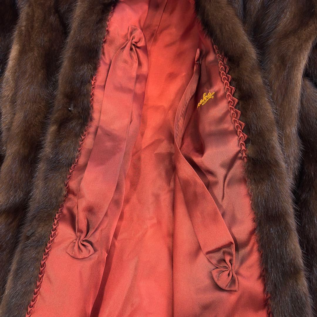 高級 IWASAKI 毛皮コート ファーコート ミンク ロング ダークブラウン