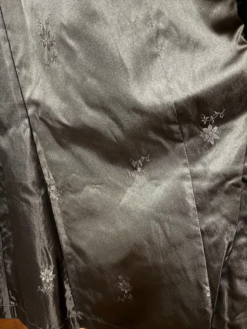 ダークブラウン ファー付きロングコート　EMBA