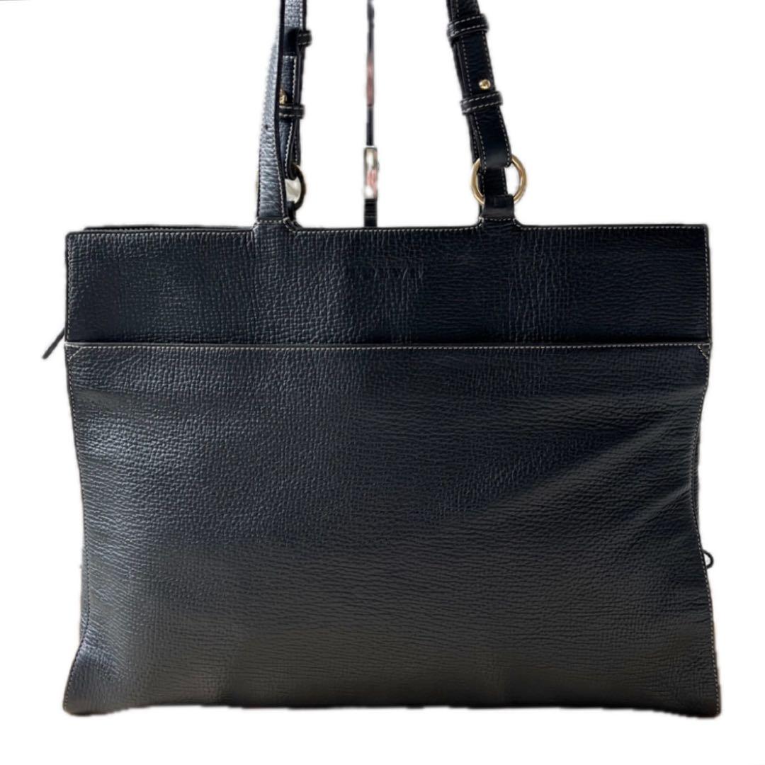 【極美品 専用袋付】ロエベ ビジネス トート バッグ レザー A4 シボ革 高級