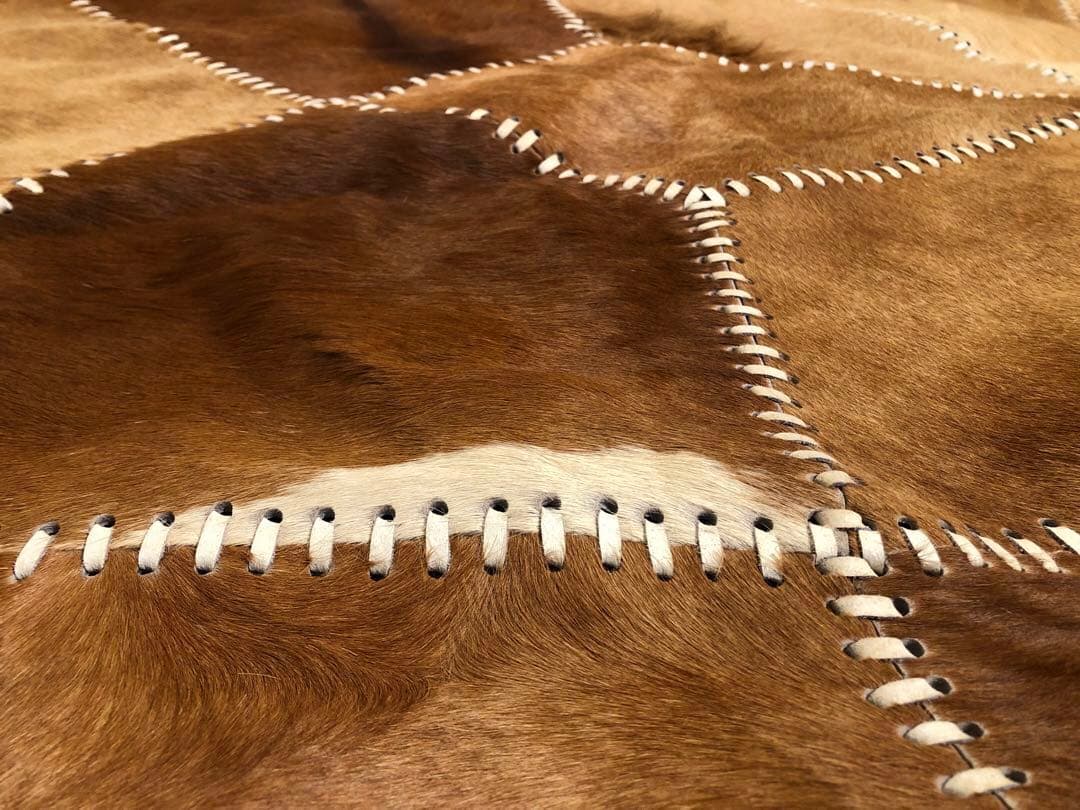 カウラグ パッチワーク 大判 ラグ カウハイドレザー 本革 ミッドセンチュリー