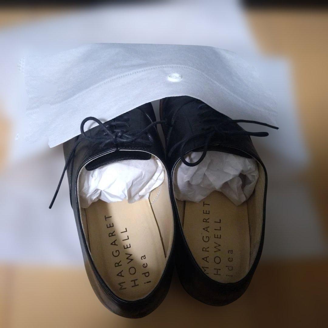 MARGARET HOWELL idea 黒革靴 オックスフォード レースアップ