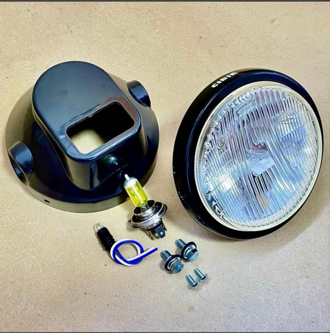 CIBIE 凹みヘッドライト　黒リム　CB250T CB400T