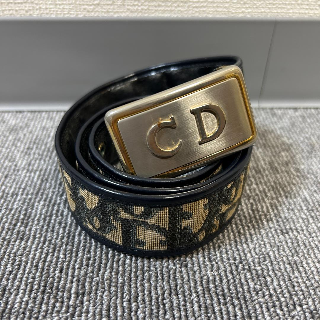 クリスチャンディオール　CD ロゴ ベルト 黒 ベージュ