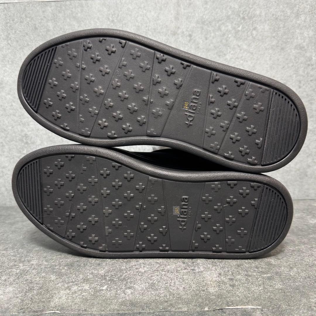 【新品】+DIANA ブラックムートン ビジュー バックル スエード24.5cm