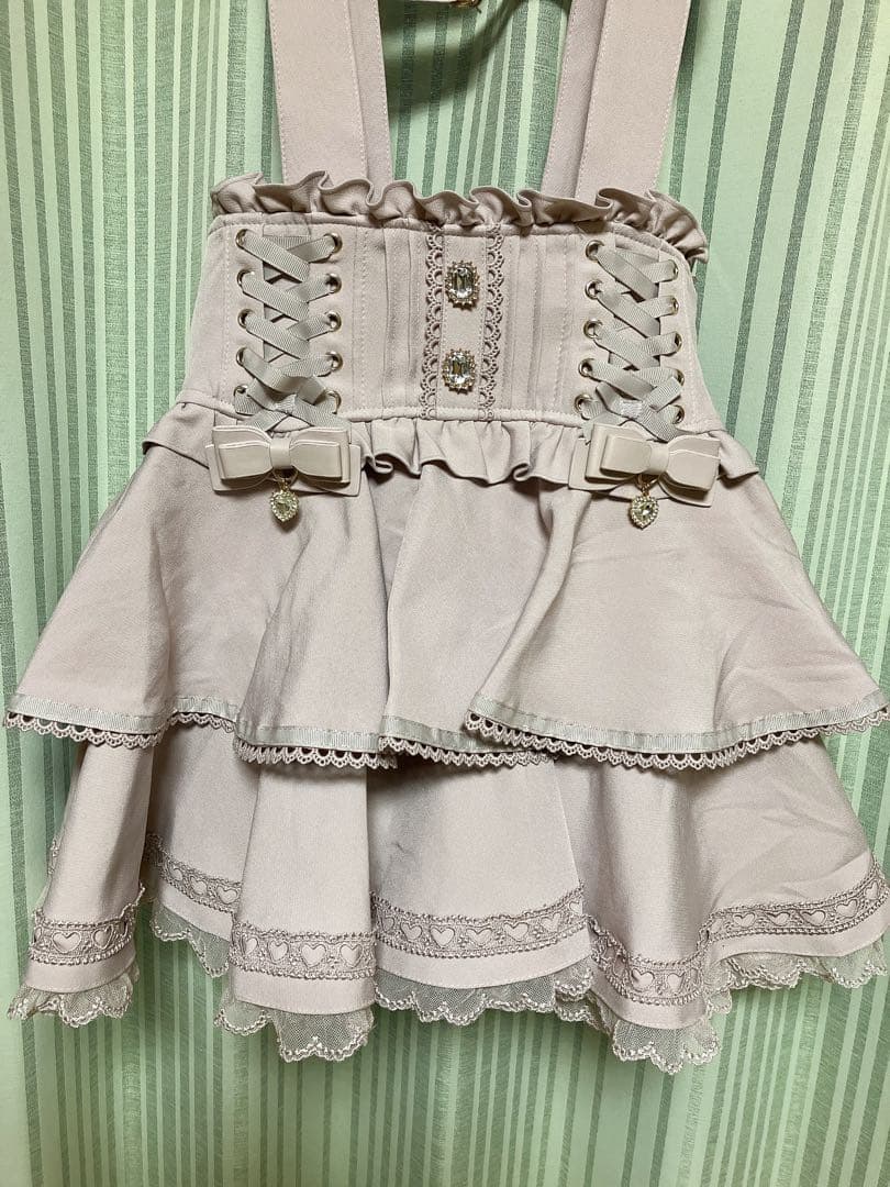 リズリサ サスペンダー付ティアードスカパン ピンク