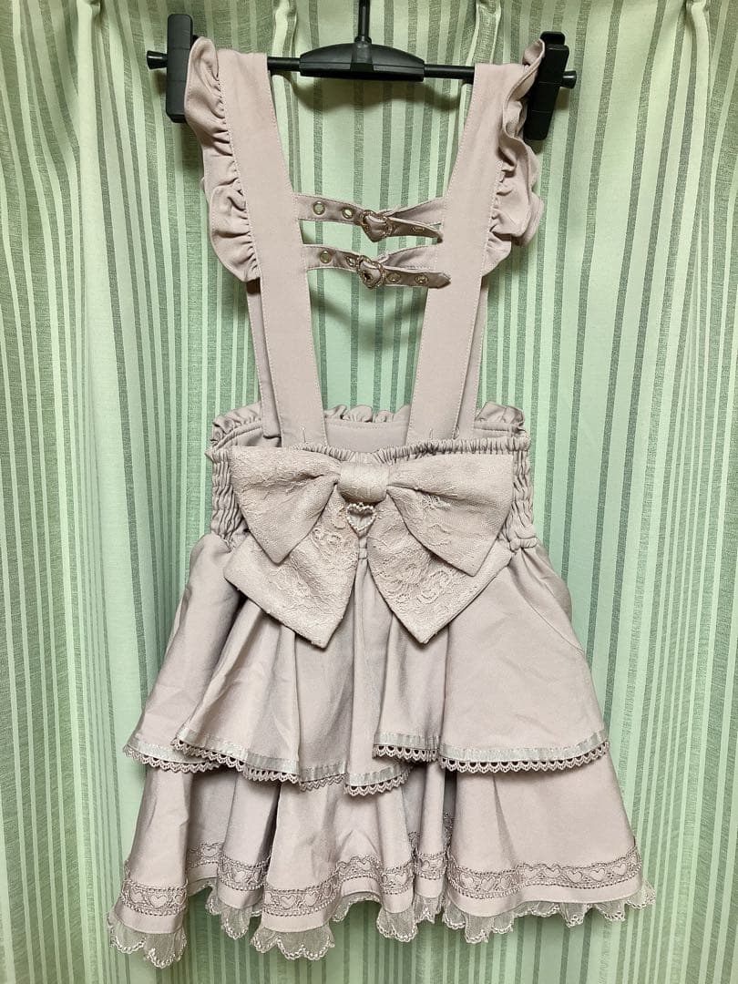 リズリサ サスペンダー付ティアードスカパン ピンク