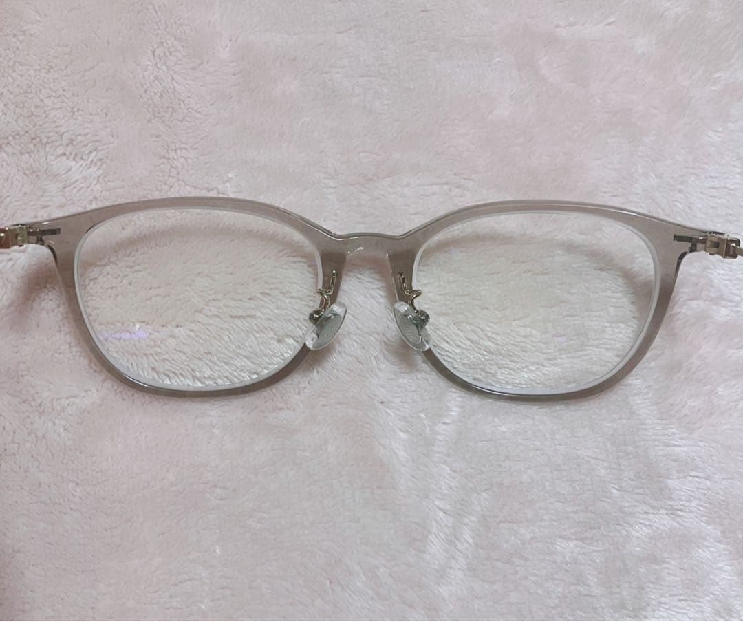 zoff メガネ　ウェリントン グレージュ　薄型非球面　ブルーライトカット　眼鏡