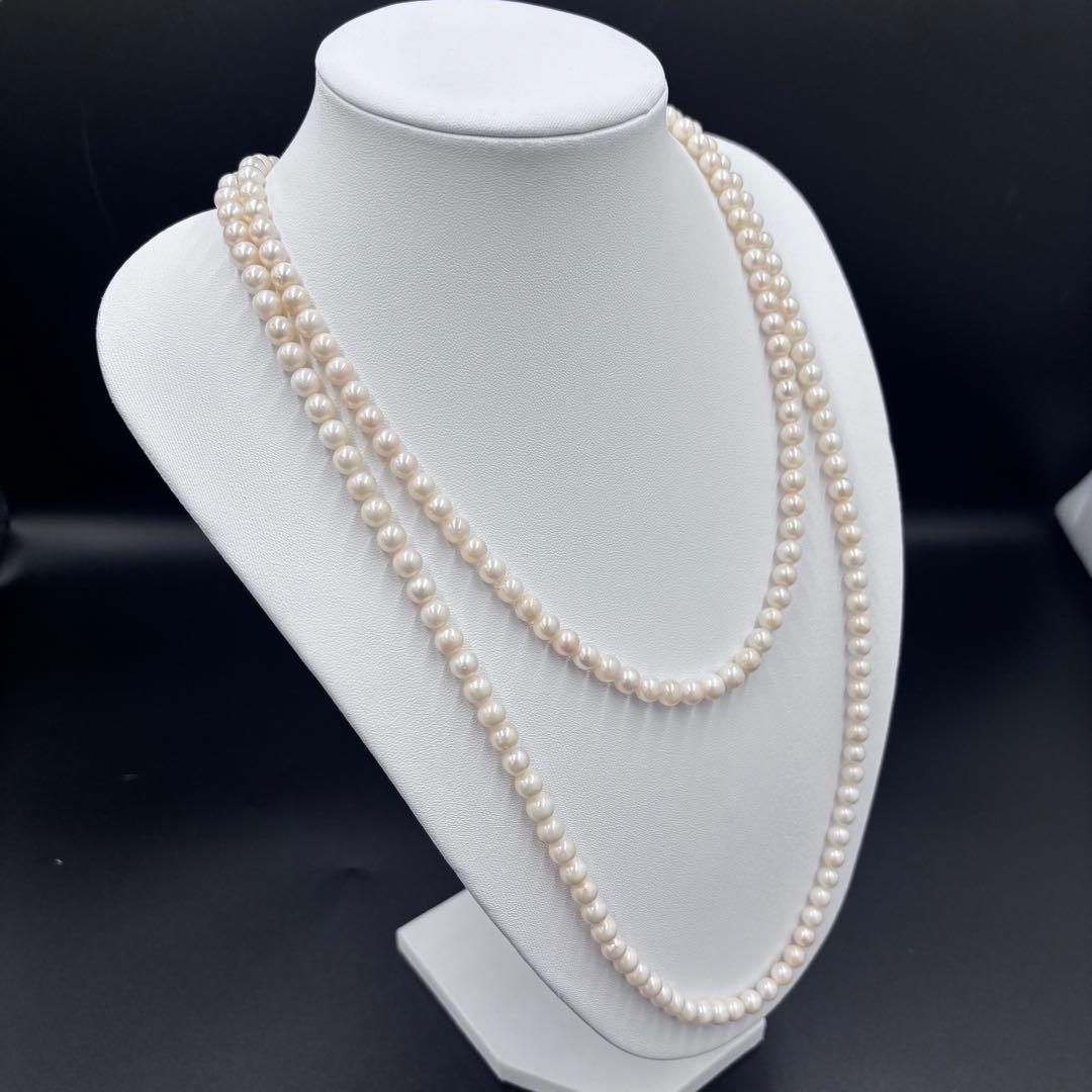 希少✨2連3連　約6.5mmあこや本真珠　120cmロングパールネックレス