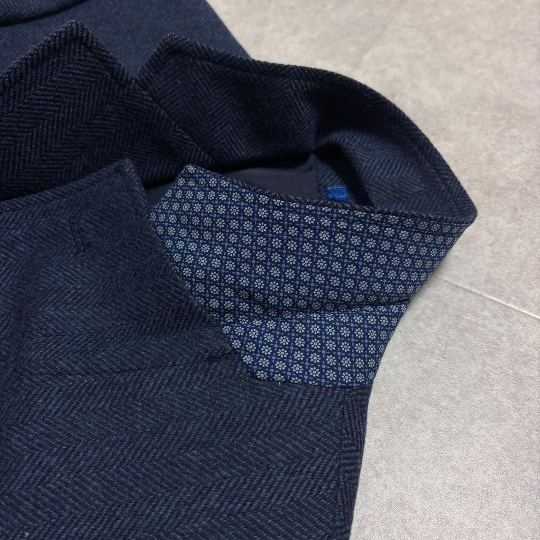 【美品・MOONヘリンボーン生地】トランスコンチネンツ/ジャケット/紺/L