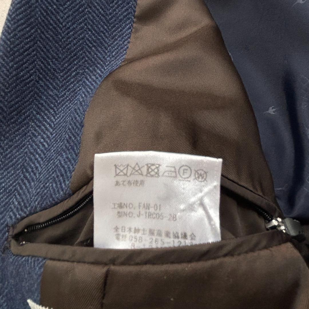 【美品・MOONヘリンボーン生地】トランスコンチネンツ/ジャケット/紺/L