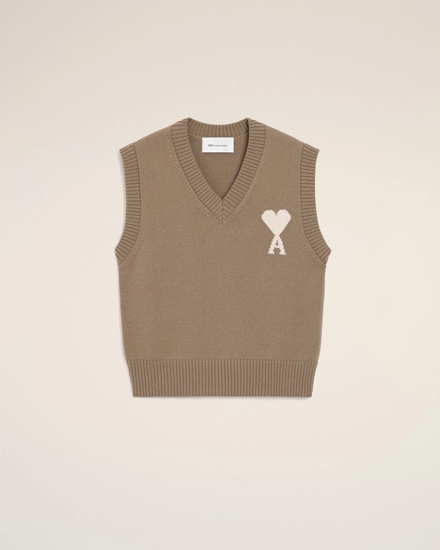 ベージュウール＆コットン AMI DE COEUR ノースリーブセーター