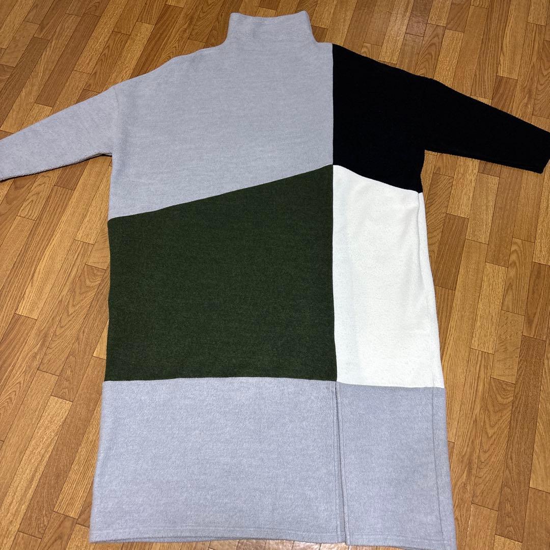 ☆にゃんこちゃん☆ワンピ 長袖 レディース 起毛 切り替えロングワンピース