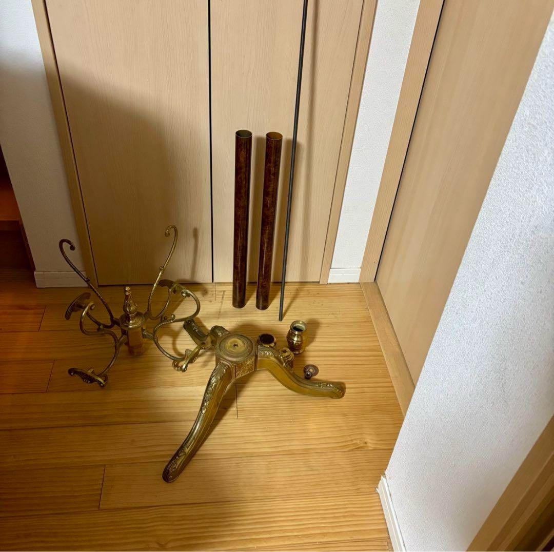 ①イタリア製 ハンガーポール ハンガーラック コート 輸入家具 真鍮 ゴールド