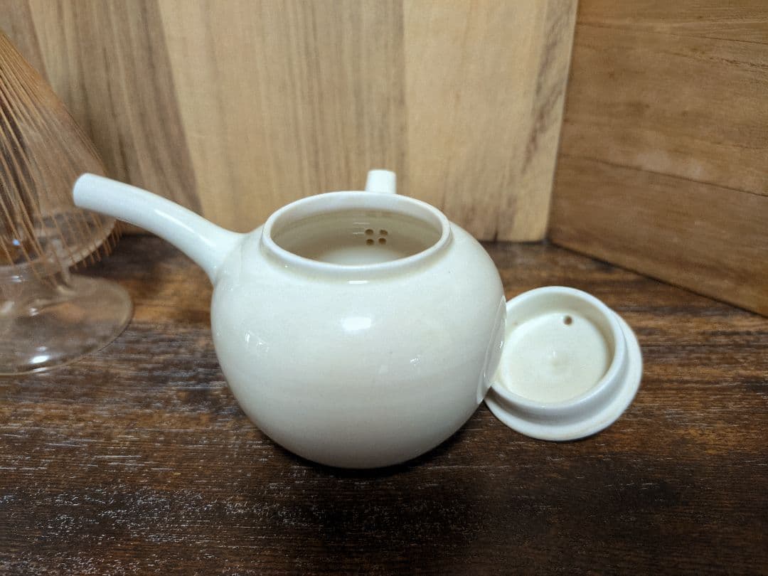 京都 清風 与平 帝室技芸員 急須 茶注 太白 白磁 横手 煎茶器 煎茶道具