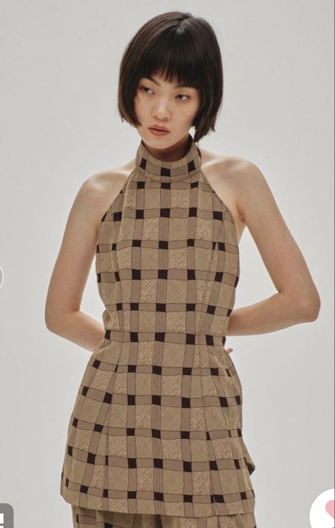 トップス TODAYFUL Halterneck Checkjacquard Tops