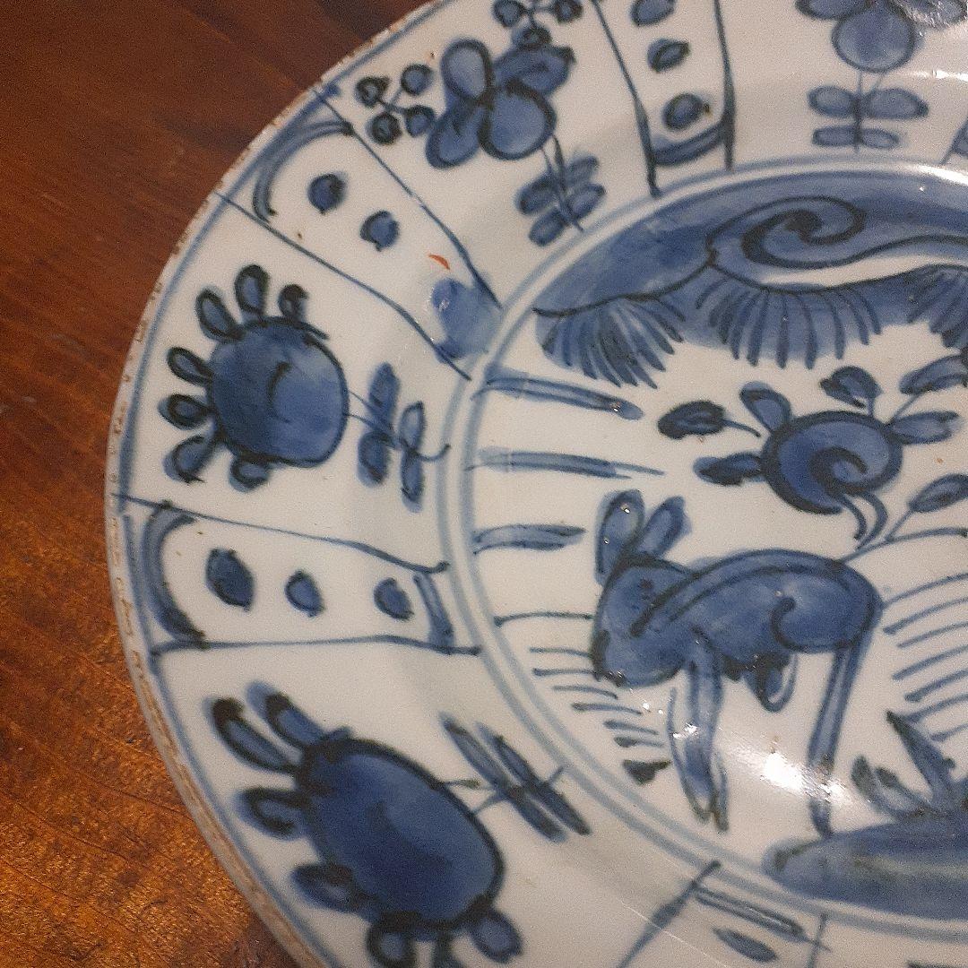 マ*オ様 中国明末清初古染付鹿文中皿