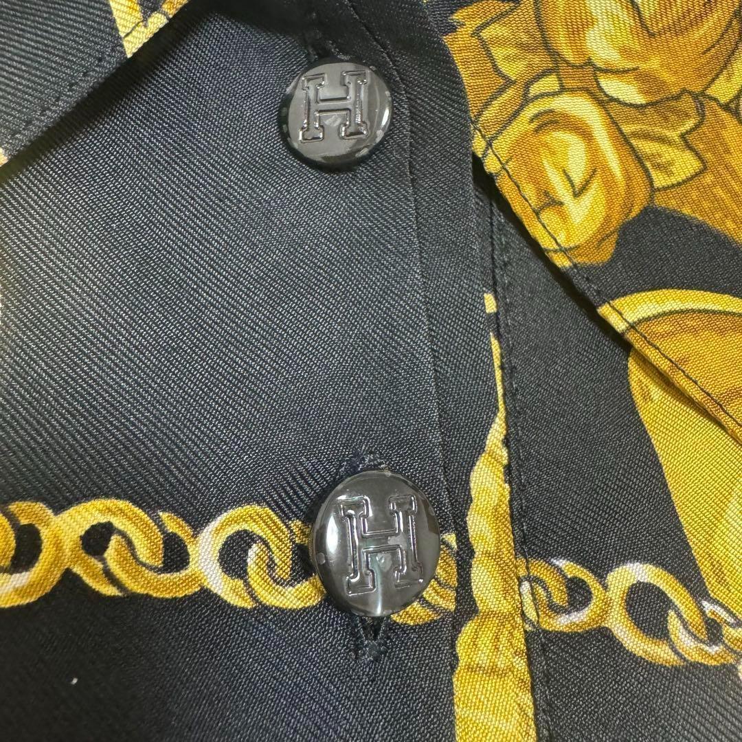 HERMES シャツ シルク カシミヤ ニット 表記XS レディース 黄 金