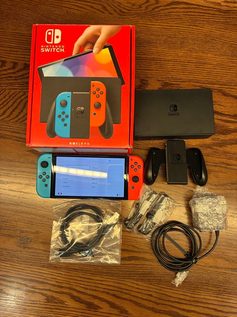 画面美品 Switch 有機EL 本体 ネオン 完品 ソフト付