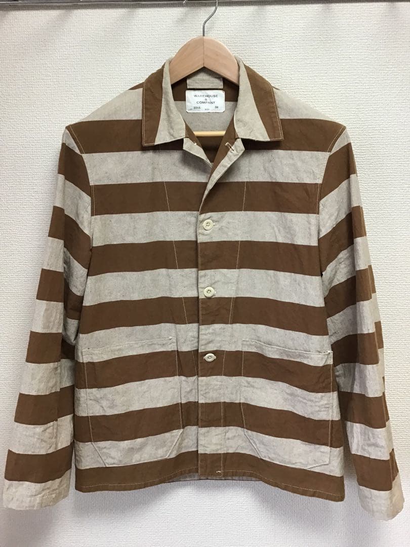 WAREHOUSEブラウンボーダープリズナージャケット. SIZE 38(M)
