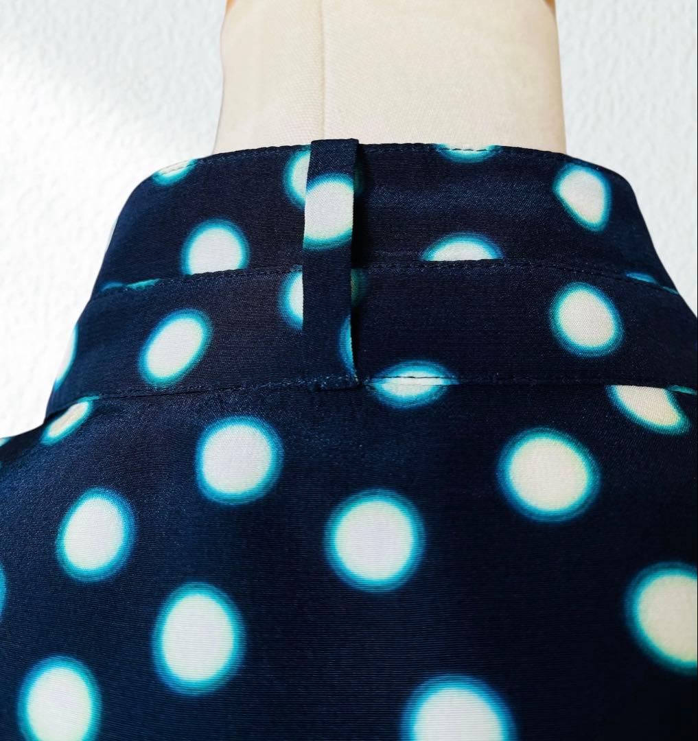 MIU MIU ミュウミュウ 水玉 シルク ブラウス 44 ネイビー
