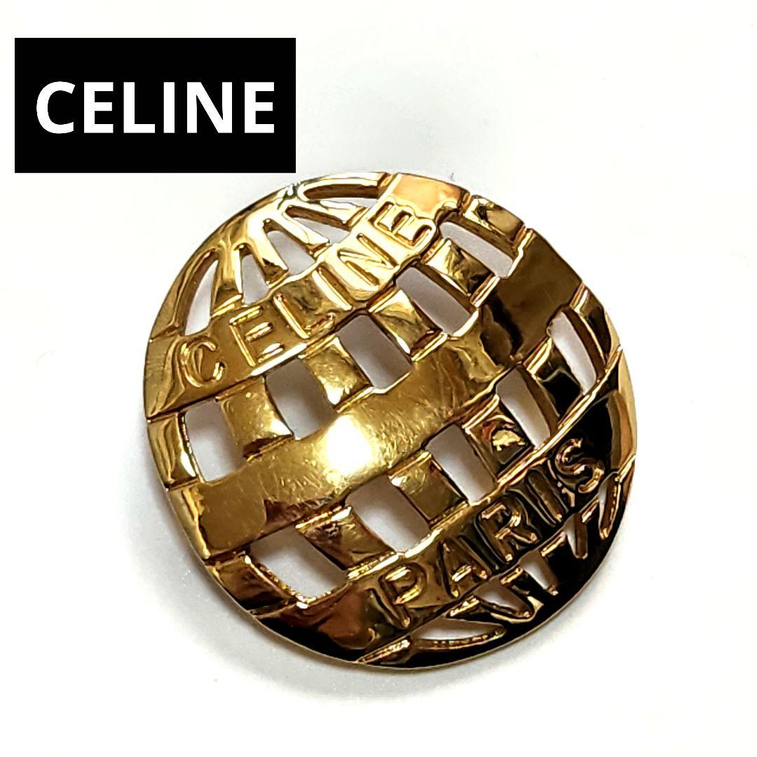 美品 CELINE セリーヌ ブローチ イタリア製 円形 ラウンド ゴールド