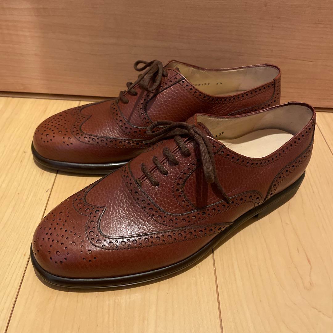 希少イタリア製【タニノクリスチー】ウィングチップグレインレザーシューズ美品シボ革