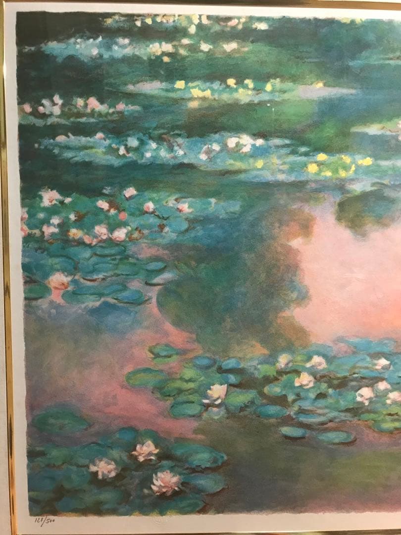 クロード・モネ　「睡蓮」　リトグラフ　刷り師サイン・エンボス印・エディション有り