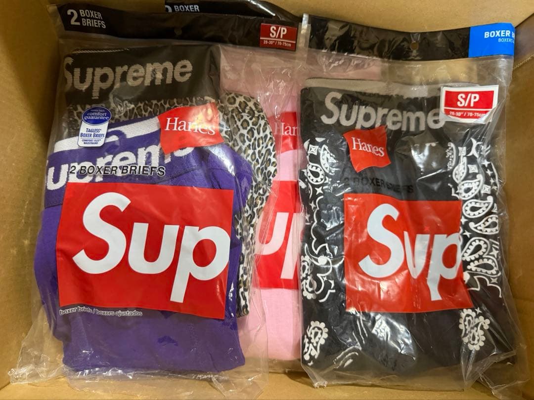 Supremeヘインズ　ボクサーブリーフパンツ4色セットSサイズ