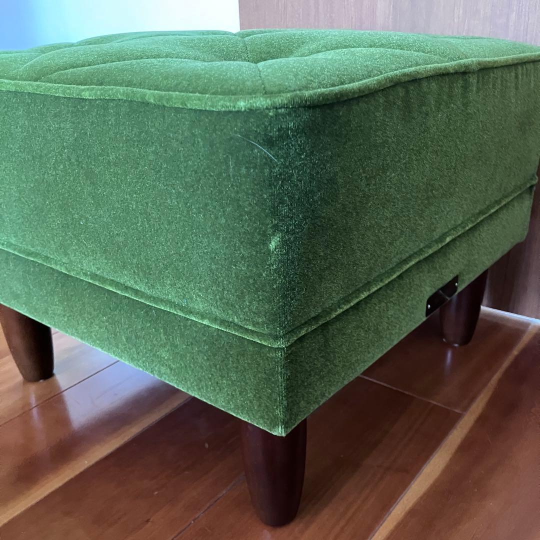 ✨美品✨カリモク60 モケットグリーン オットマン ウォールナット