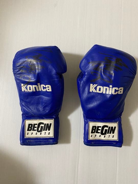 K‐1サイン入りグローブ 角田信朗 【実使用グローブ】 サイン色紙 生写真