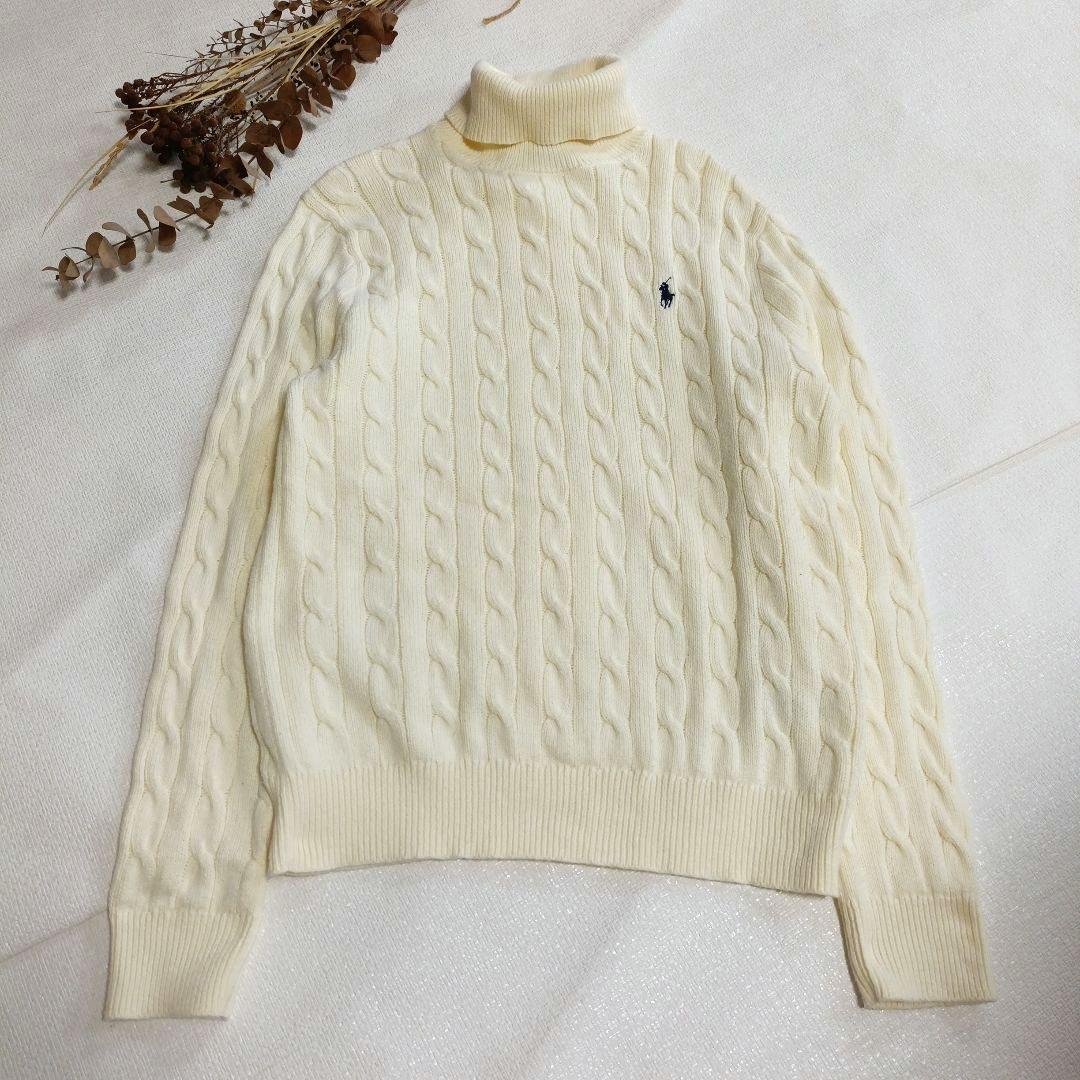 ポロラルフローレン　ケーブルニットハイネック　タートル　アイボリー