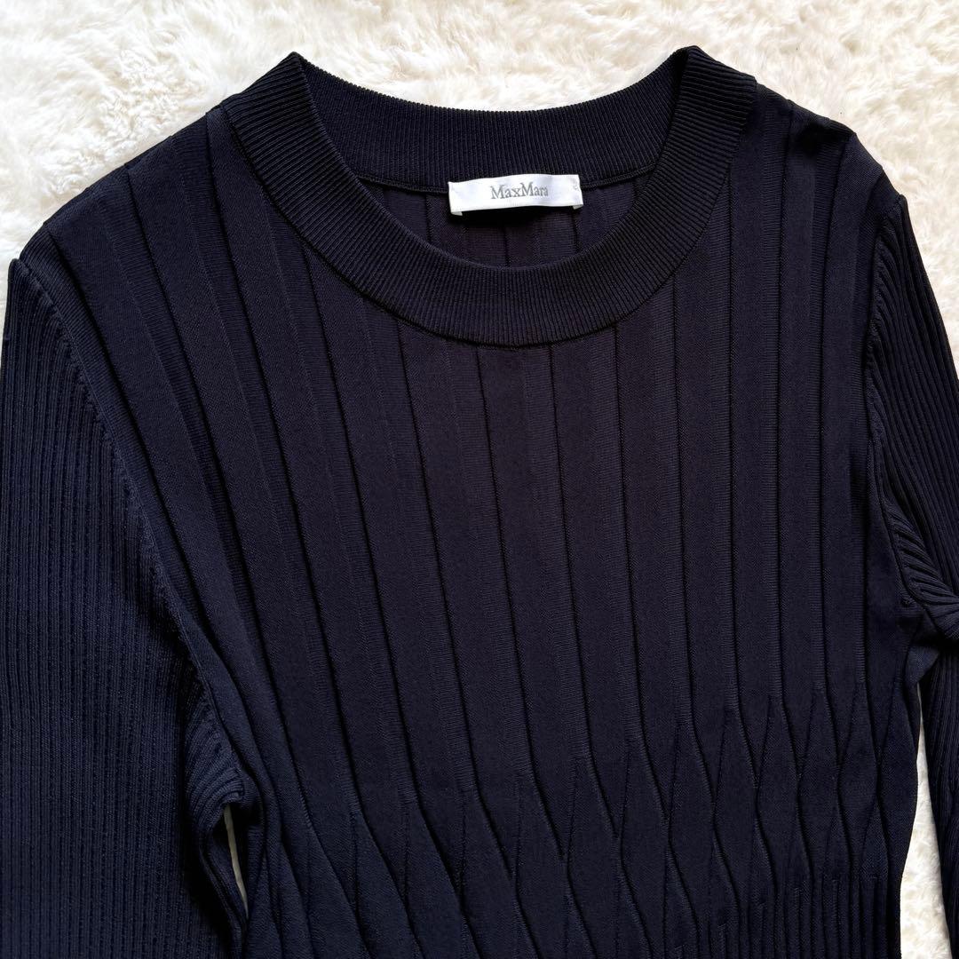 極美品✨ Max Mara 最高級白タグ ロングワンピース 黒　伸縮性