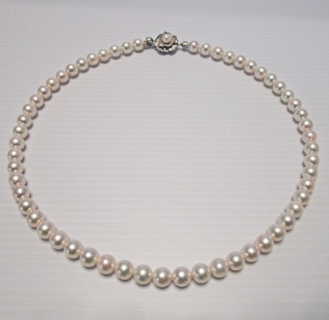 セール☆極美品☆アコヤ本真珠ネックレス ７-７.５ミリ 照り抜群 鑑別書