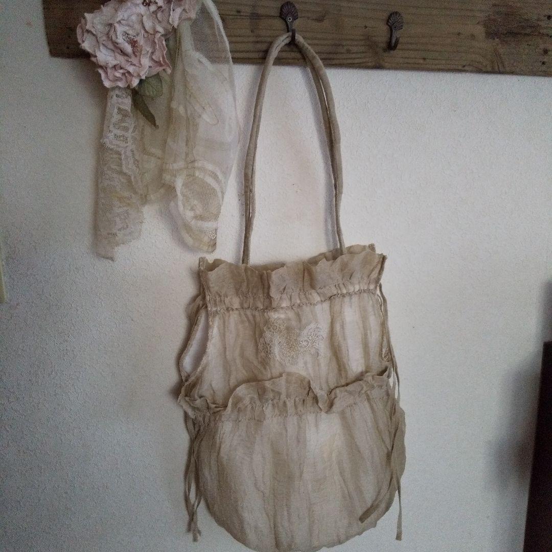 フランスアンティーク素材のシャビーな布バック