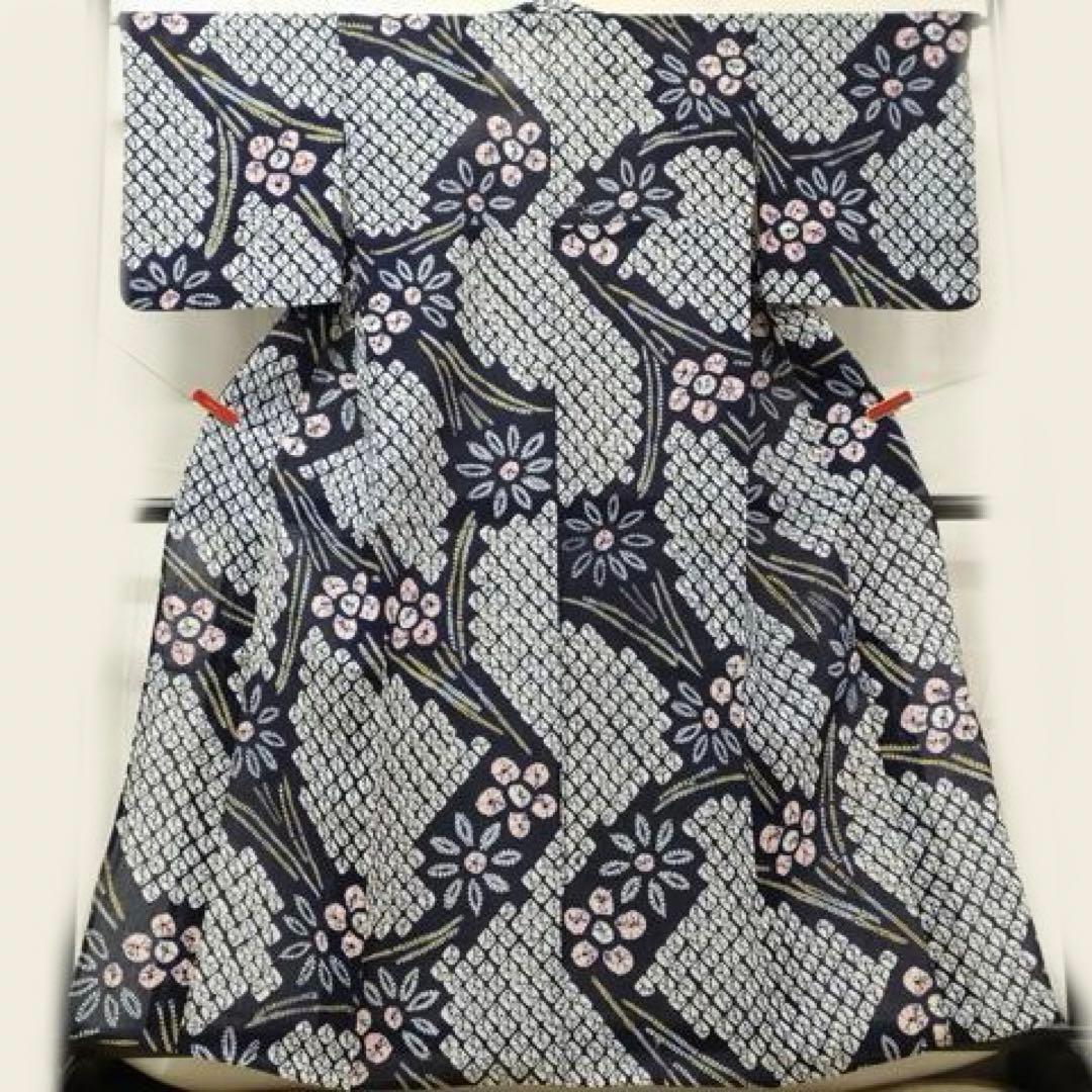 浴衣　有松絞り　トールサイズ　有松鳴海絞り　紺地　蜘蛛絞り　綿