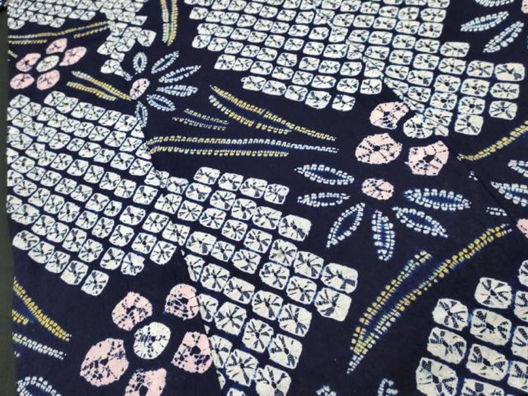 浴衣　有松絞り　トールサイズ　有松鳴海絞り　紺地　蜘蛛絞り　綿