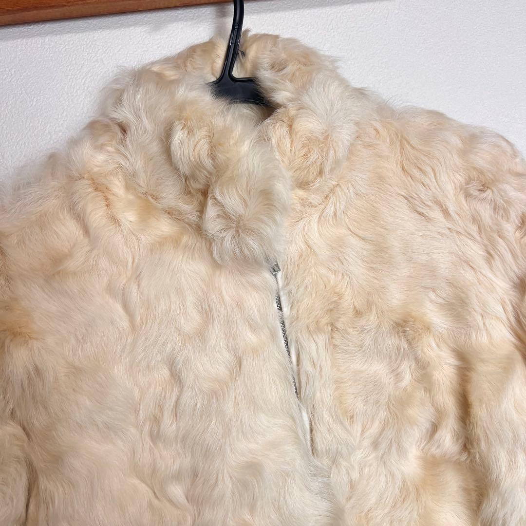 ピンクハウス ファージャケット ラムレザー ホワイト もこもこ Mサイズ