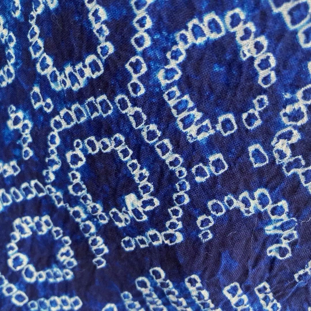 有松鳴海絞り・蜘蛛絞り浴衣　未使用しつけ付　手縫い　絞り浴衣　大輪花模様　N85