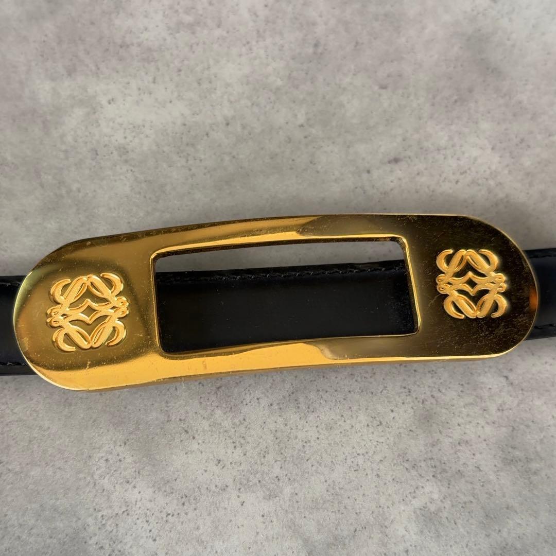 【LOEWE】アナグラム バックル レザーベルト ゴールド28-70 スペイン製