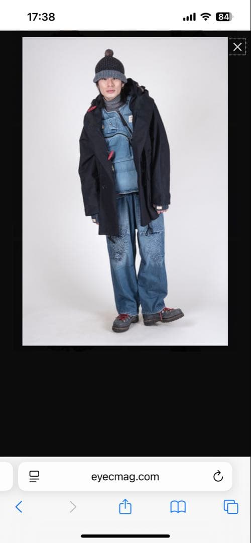 KAPITAL ネイビー モッズコート フード付き