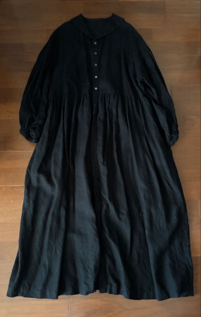 ...ネストローブ...リネン起毛ギャザーワンピース